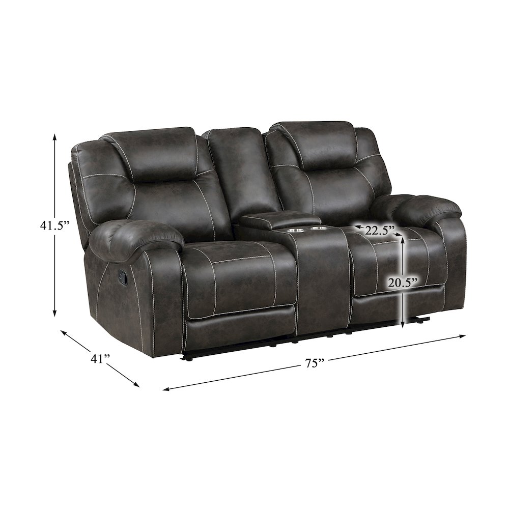 Gainesville Microfiber Double Reclining Love Seat In Chocolate. Picture 4