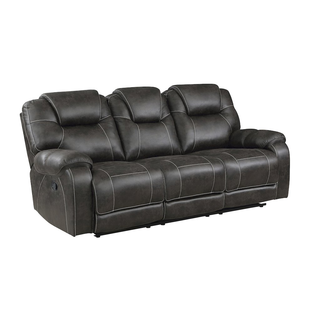 Gainesville Microfiber Double Reclining Sofa In Chocolate. Picture 1