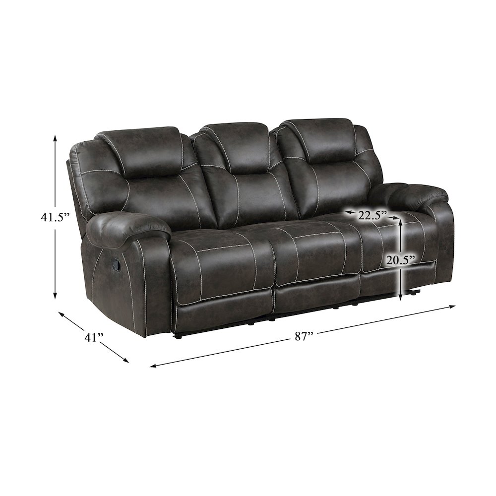 Gainesville Microfiber Double Reclining Sofa In Chocolate. Picture 4