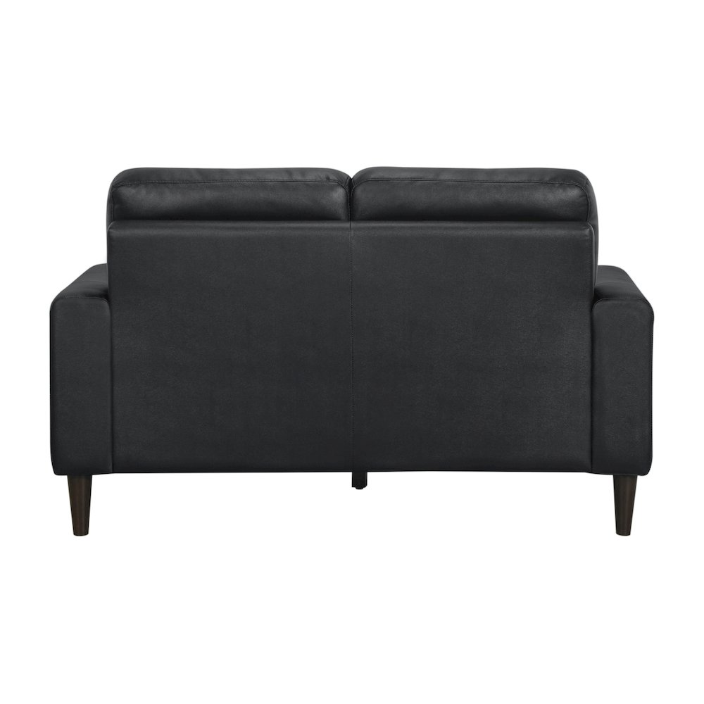 Lewes Leather Love Seat In Black. Picture 3