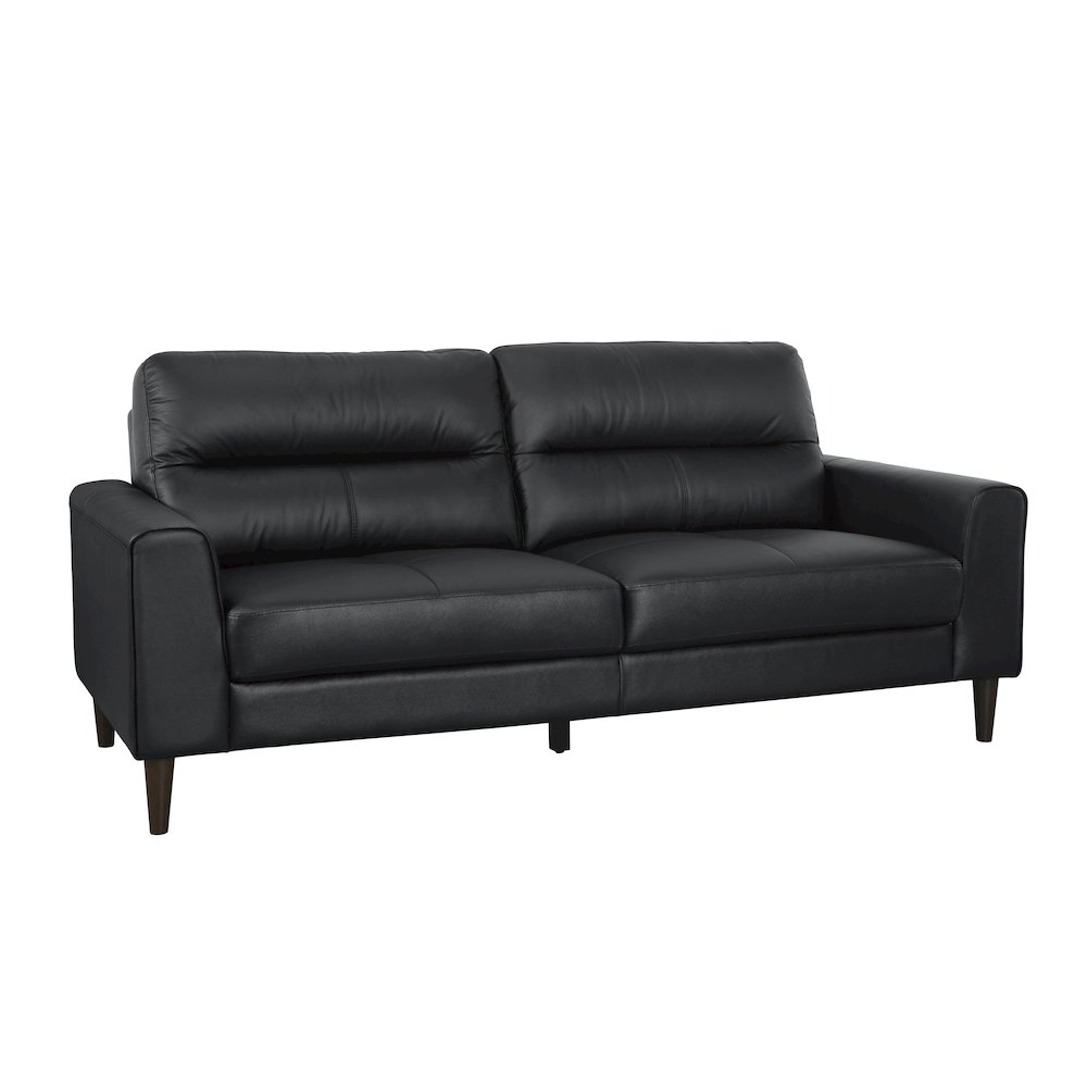 Lewes Leather Sofa In Black. Picture 1