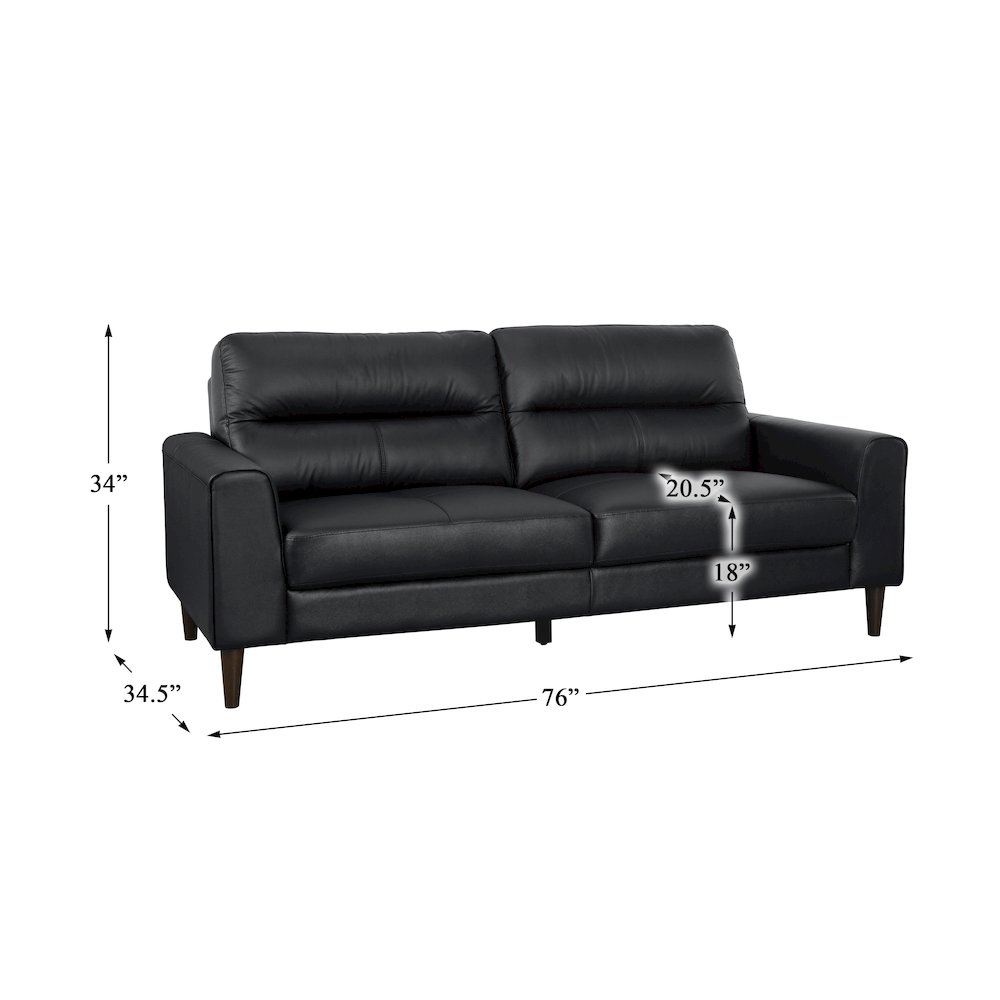 Lewes Leather Sofa In Black. Picture 4