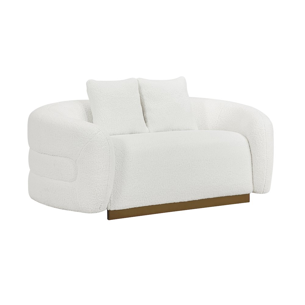 Lexicon Novella Sherpa Love Seat in White. Picture 1