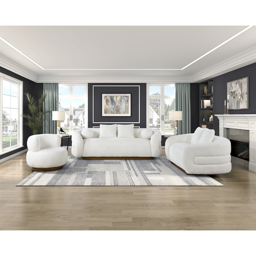 Lexicon Novella Sherpa Love Seat in White. Picture 2