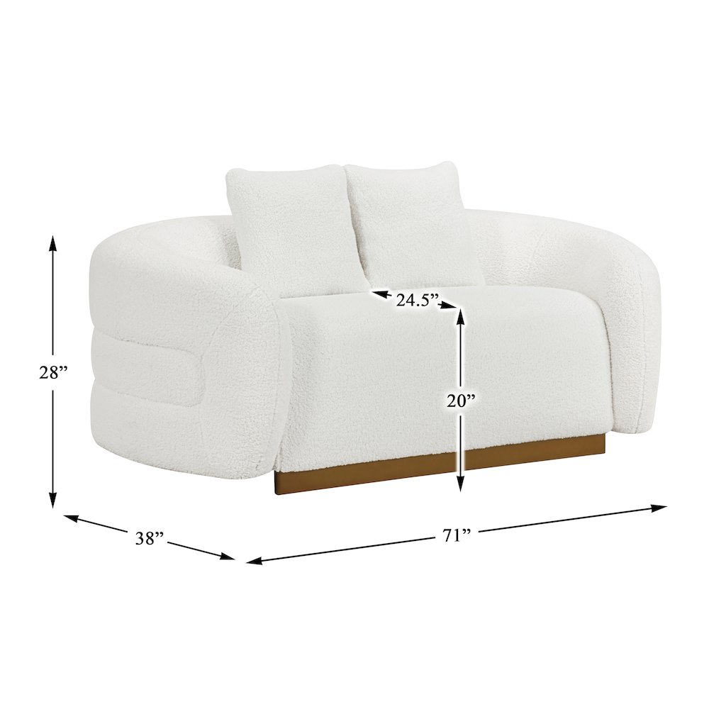 Lexicon Novella Sherpa Love Seat in White. Picture 4