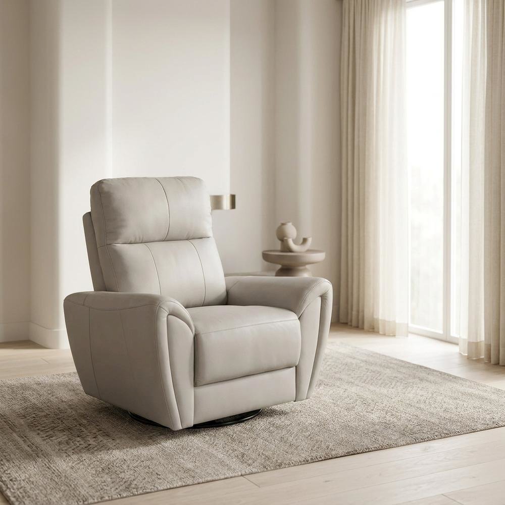 Leather Swivel Glider Recliner Chair for Living Room and Nursery, Gray. Picture 2