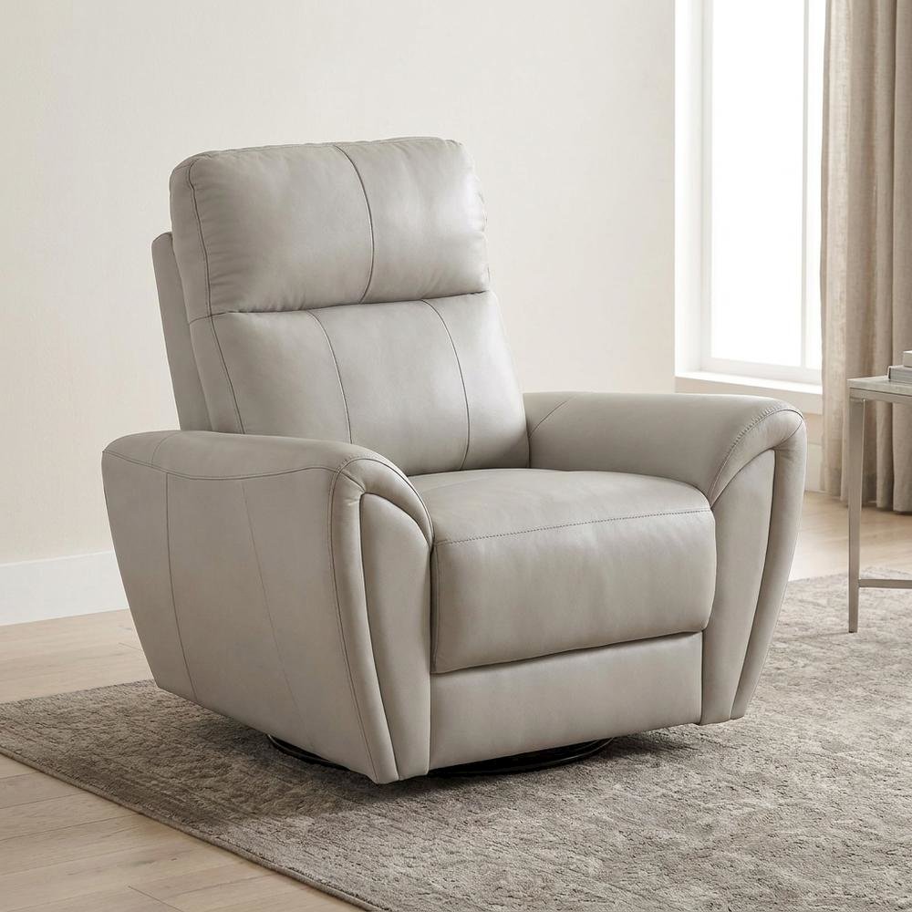 Leather Swivel Glider Recliner Chair for Living Room and Nursery, Gray. Picture 4
