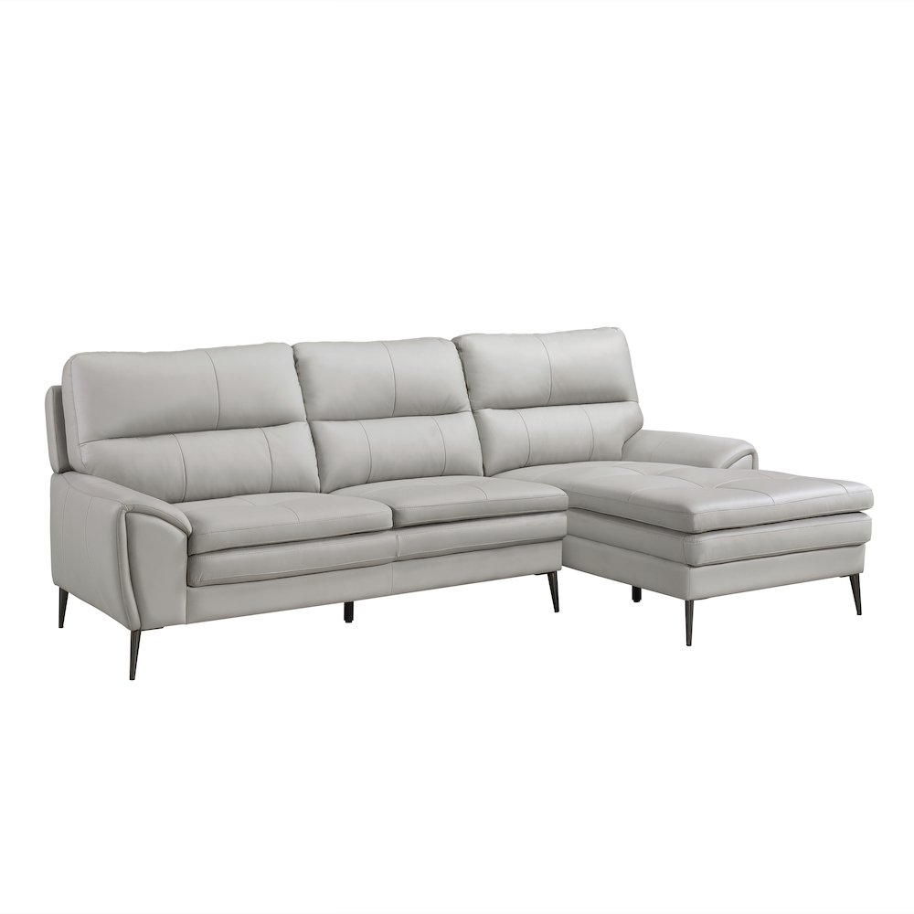 Essex Leather 2-Piece Sectional With Right Chaise In Gray. Picture 1