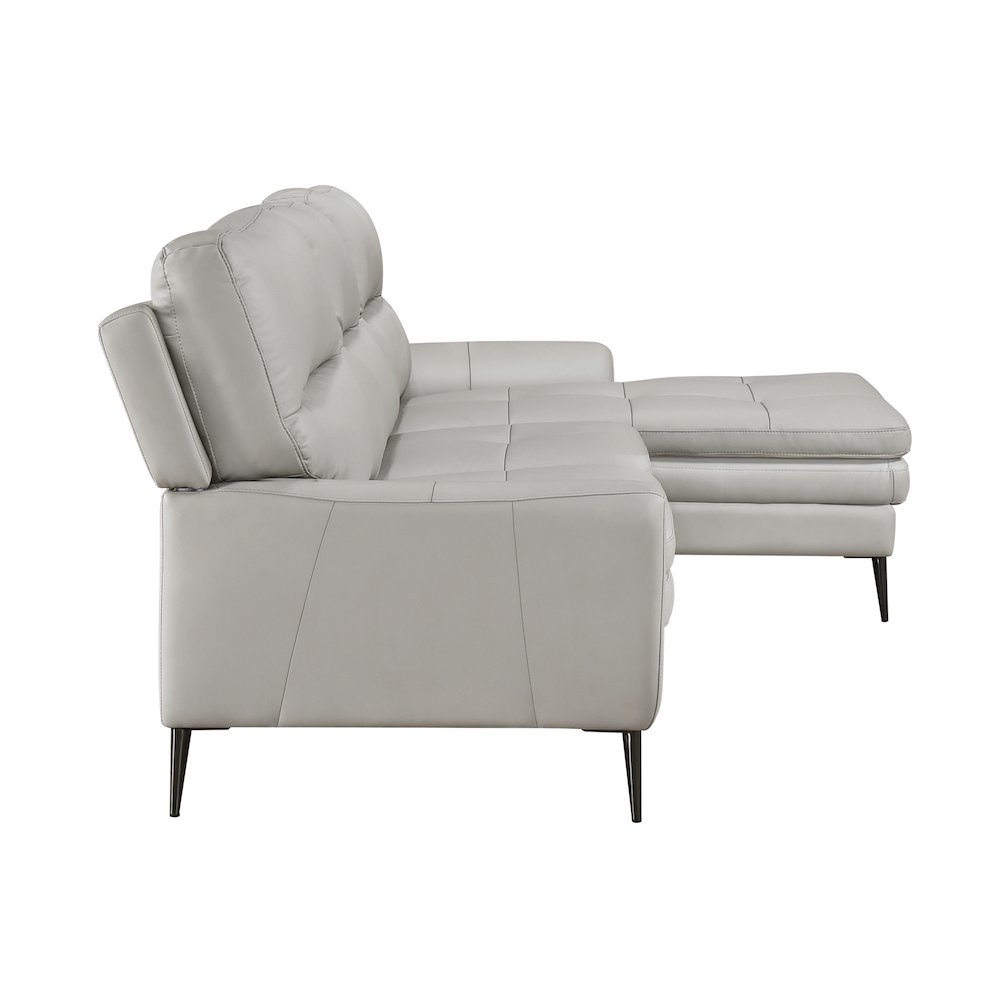 Essex Leather 2-Piece Sectional With Right Chaise In Gray. Picture 5
