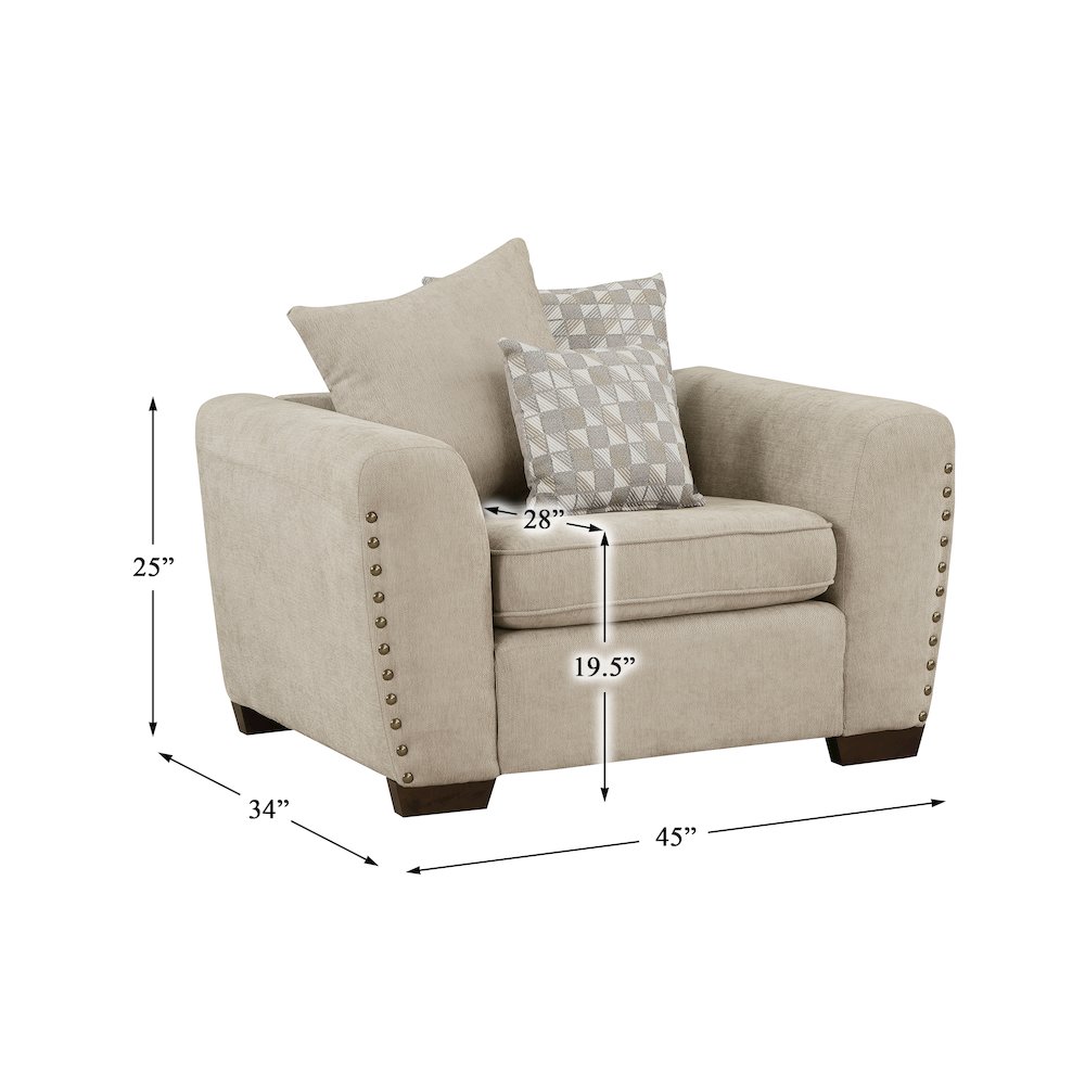 Hume Chenille Arm Chair In Light Brown. Picture 4