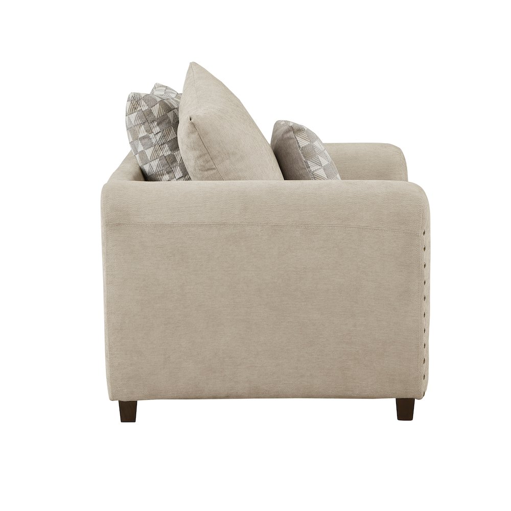 Hume Chenille Arm Chair In Light Brown. Picture 5