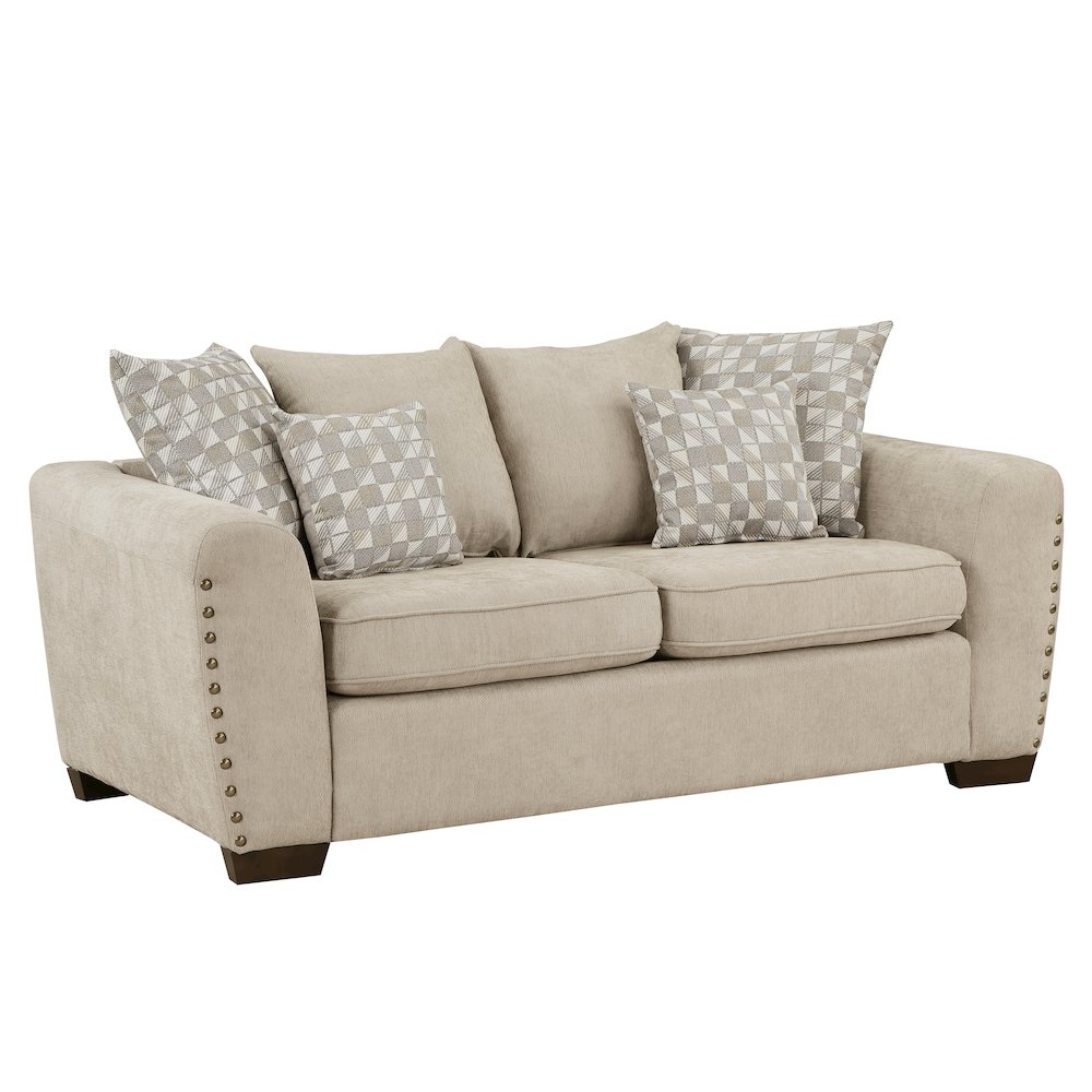 Hume Chenille Love Seat In Light Brown. Picture 1