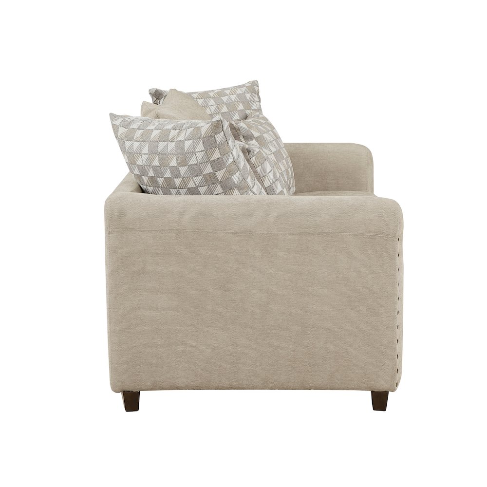 Hume Chenille Love Seat In Light Brown. Picture 5