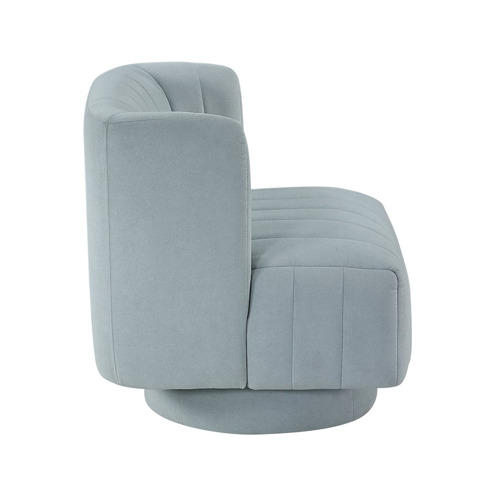 Joyce Textured Swivel Chair in Aqua Blue. Picture 6
