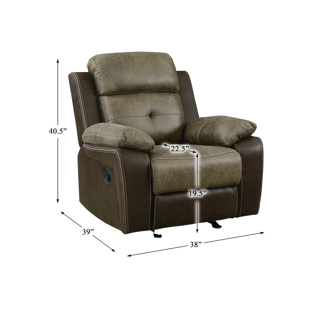 Glendale Microfiber Glider Reclining Chair In Brown. Picture 4