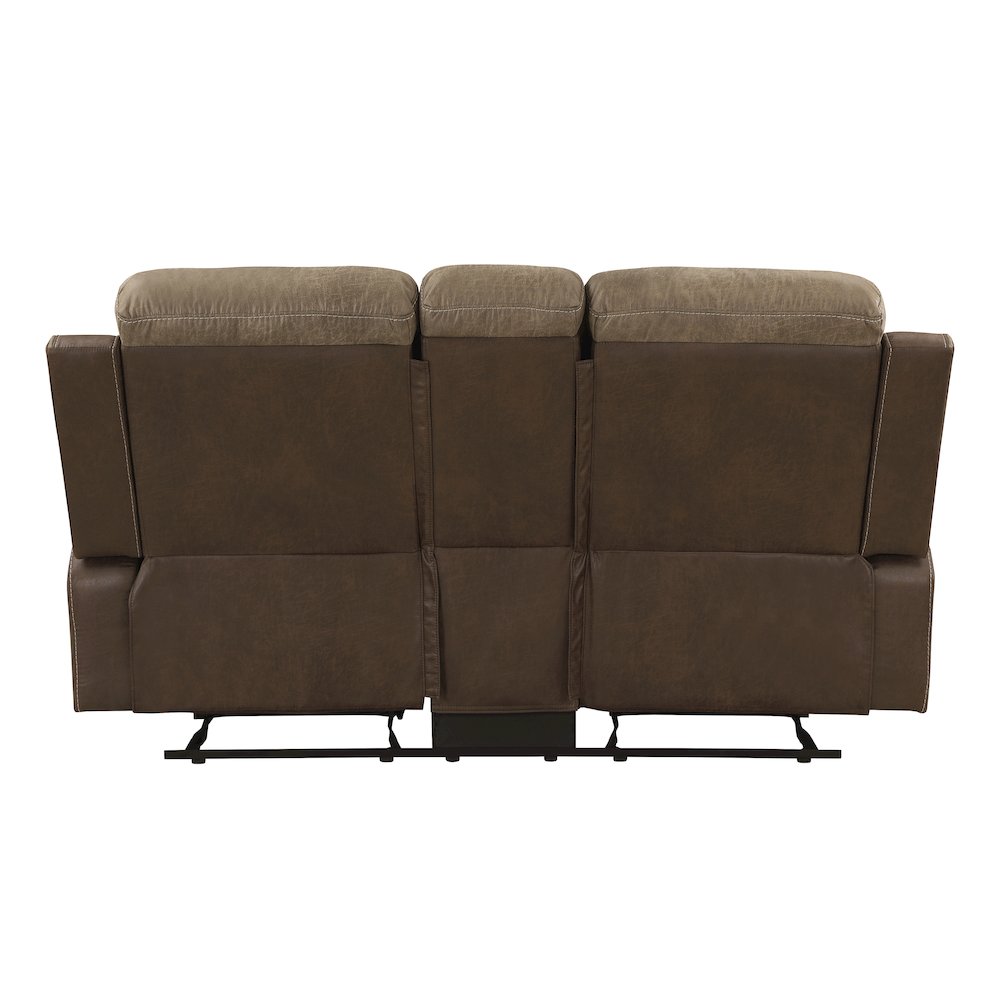Glendale Microfiber Double Glider Reclining Love Seat In Brown. Picture 3
