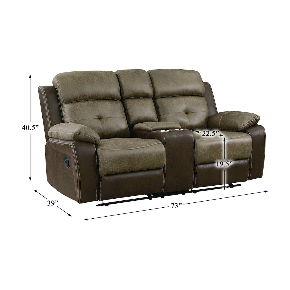 Glendale Microfiber Double Glider Reclining Love Seat In Brown. Picture 4