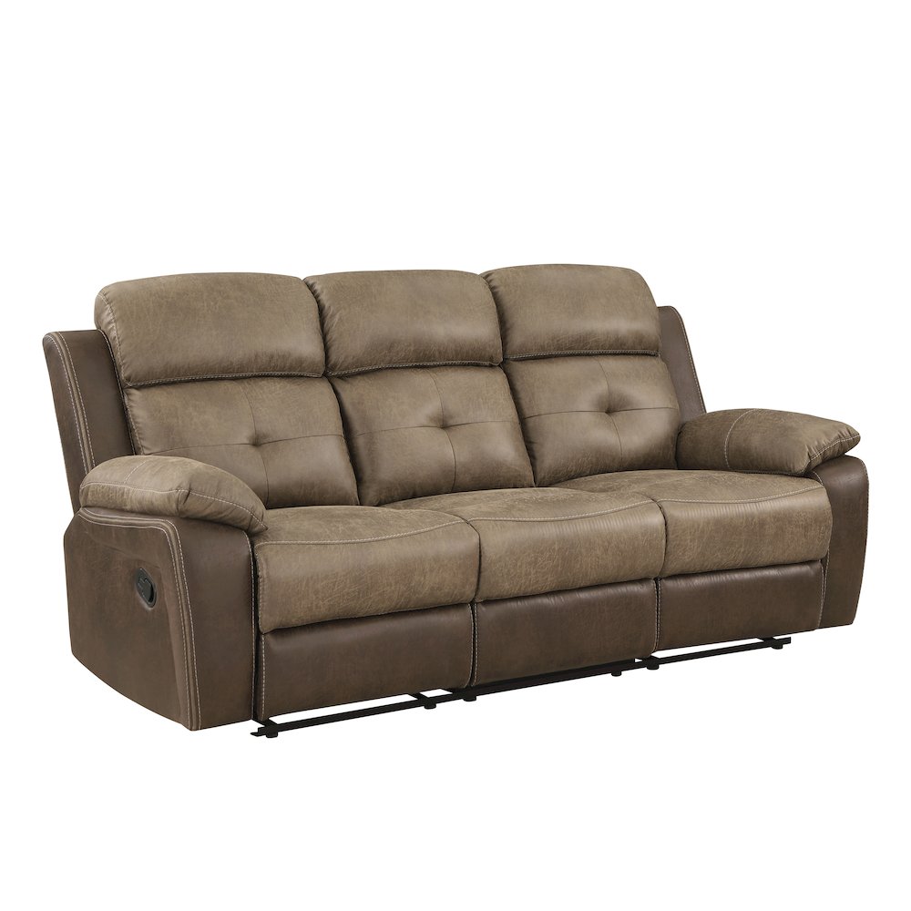 Glendale Microfiber Double Reclining Sofa In Brown. Picture 1