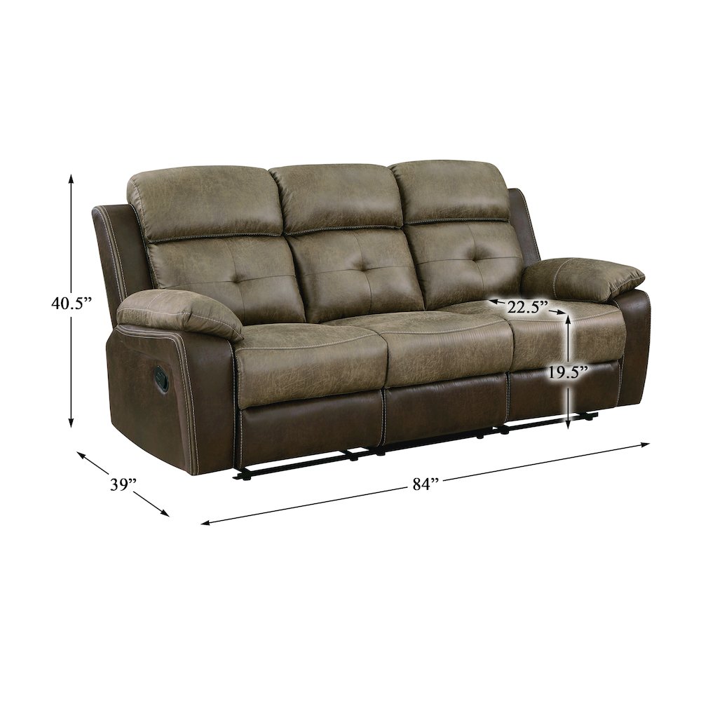 Glendale Microfiber Double Reclining Sofa In Brown. Picture 4
