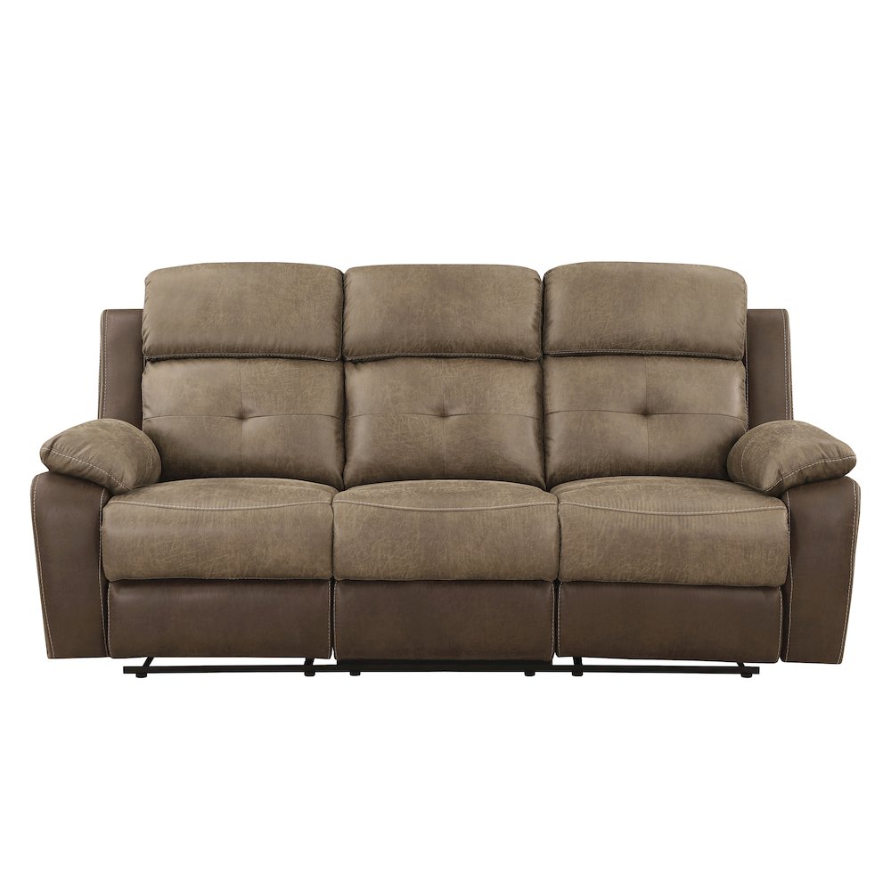 Glendale Microfiber Double Reclining Sofa In Brown. Picture 5