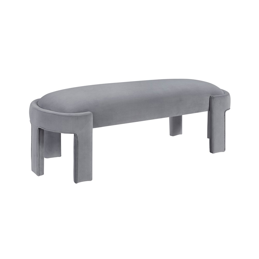 Flux Velvet Bench in Gray. Picture 1