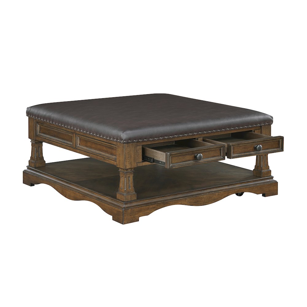 Rochester Asian Hardwood Cocktail Table in Brown. Picture 5