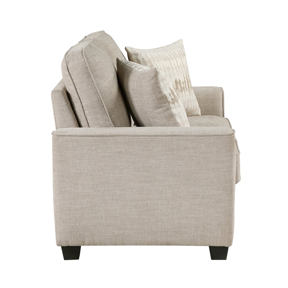 Zander Chenille Love Seat in Taupe. Picture 6