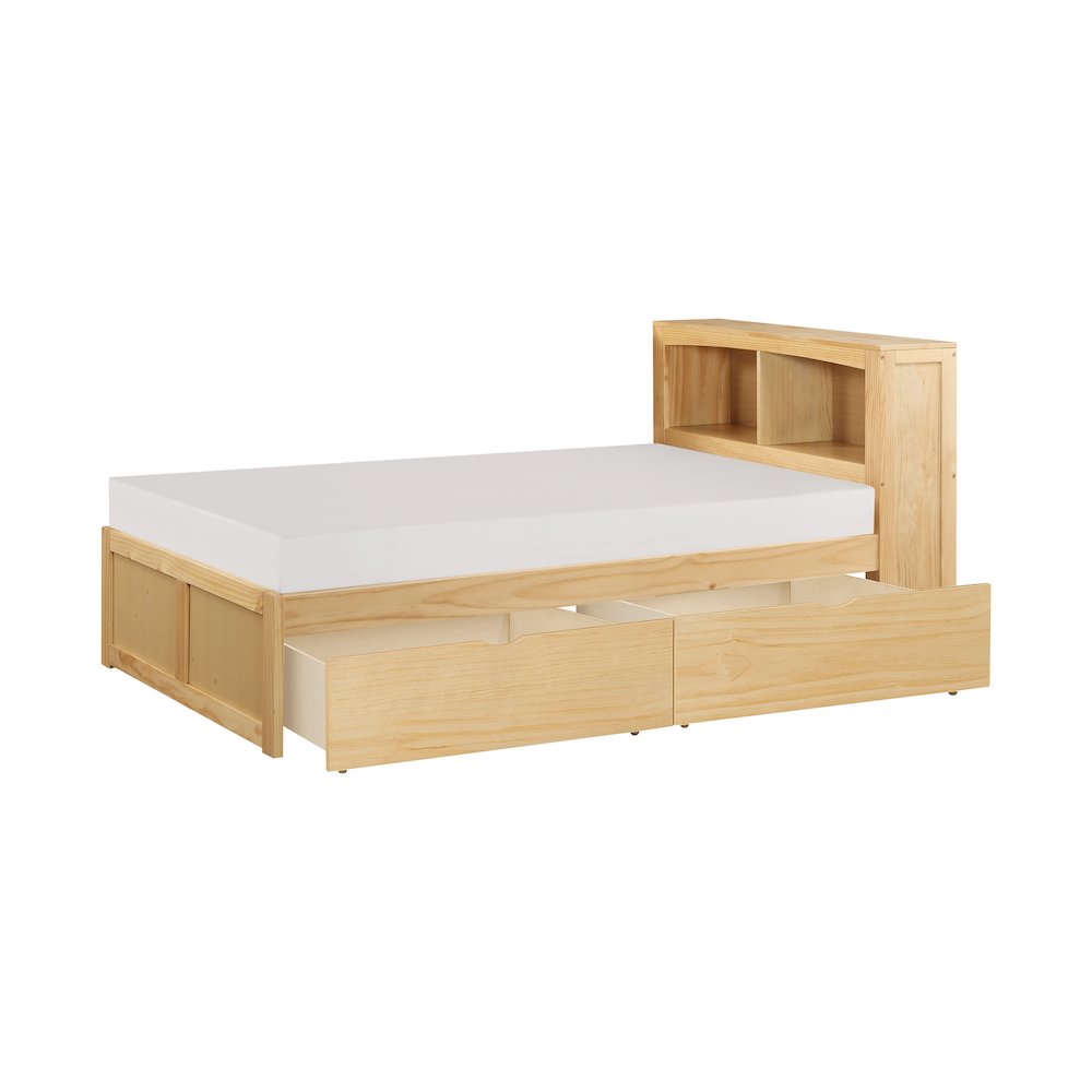 Bartly Pine Twin Bookcase Bed with Storage Boxes in Natural Pine. Picture 5