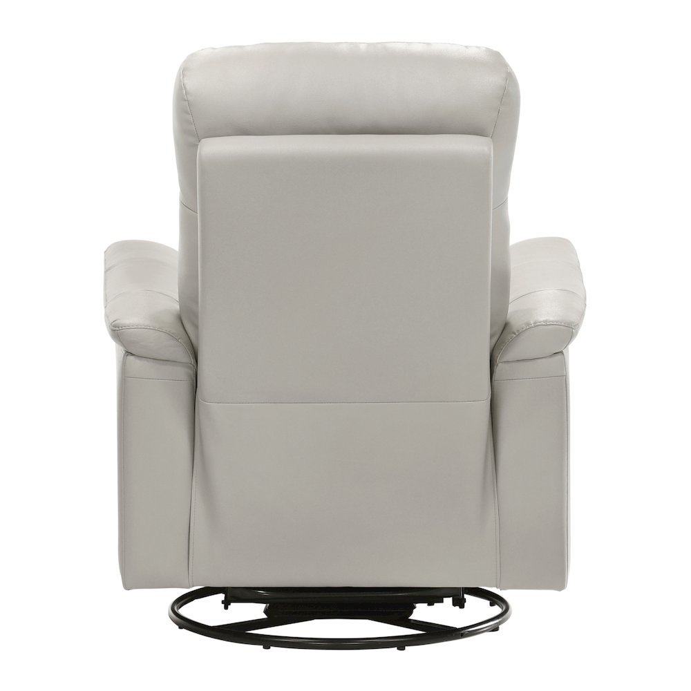 Silver Leather Swivel Glider Recliner, Elegant Leather Recliner Chair. Picture 5