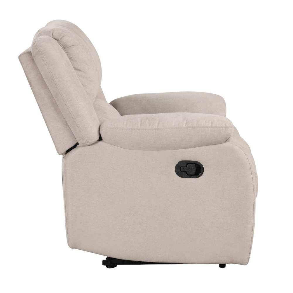 Beige Manual Recliner, Plush Reclining Chair for Living Room Comfort. Picture 6
