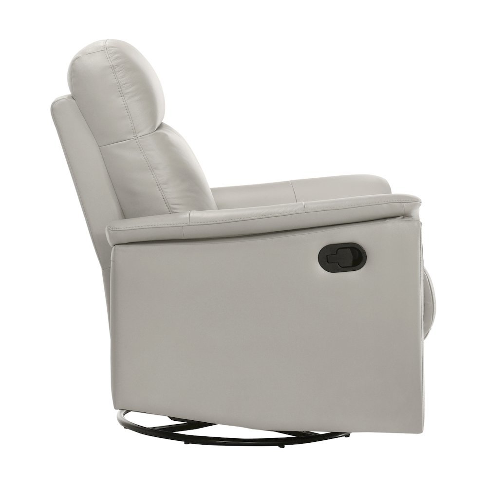 Silver Leather Swivel Glider Recliner, Elegant Leather Recliner Chair. Picture 6