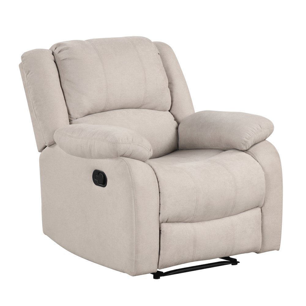 Beige Manual Recliner, Plush Reclining Chair for Living Room Comfort. Picture 1