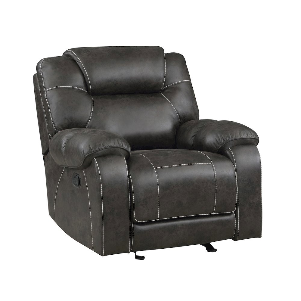 Chocolate Microfiber Manual Glider Recliner Chair with Plush Cushions. Picture 1
