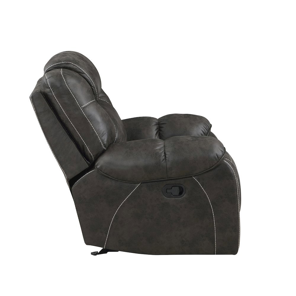 Chocolate Microfiber Manual Glider Recliner Chair with Plush Cushions. Picture 4