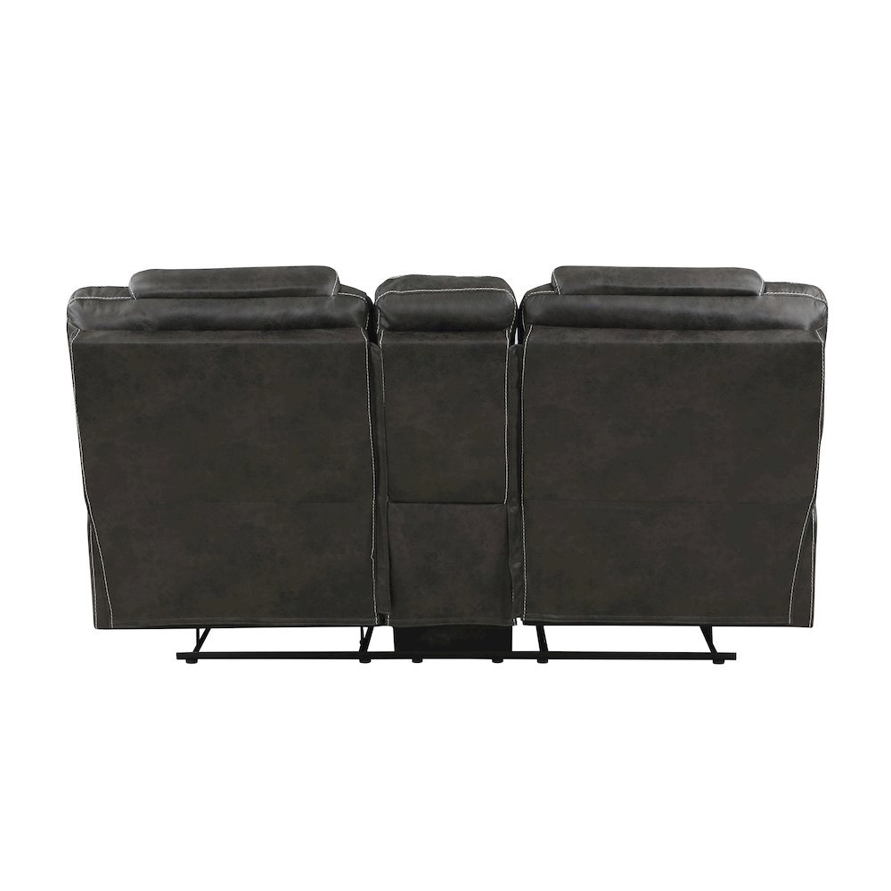 Brown Reclining Loveseat with Manual Recliner Chairs and Double Recliner. Picture 6