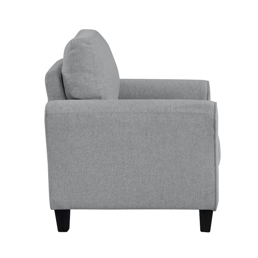 Dark Gray Upholstered Arm Chair, Elegant Accent Chair for Living Room Spaces. Picture 4