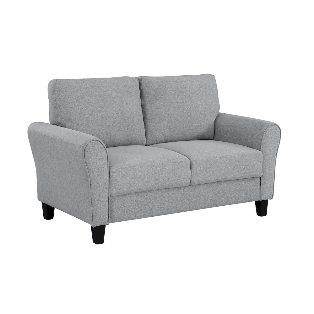 Dark Gray Upholstered Love Seat, Small Loveseat Sofa for Compact Spaces. Picture 1