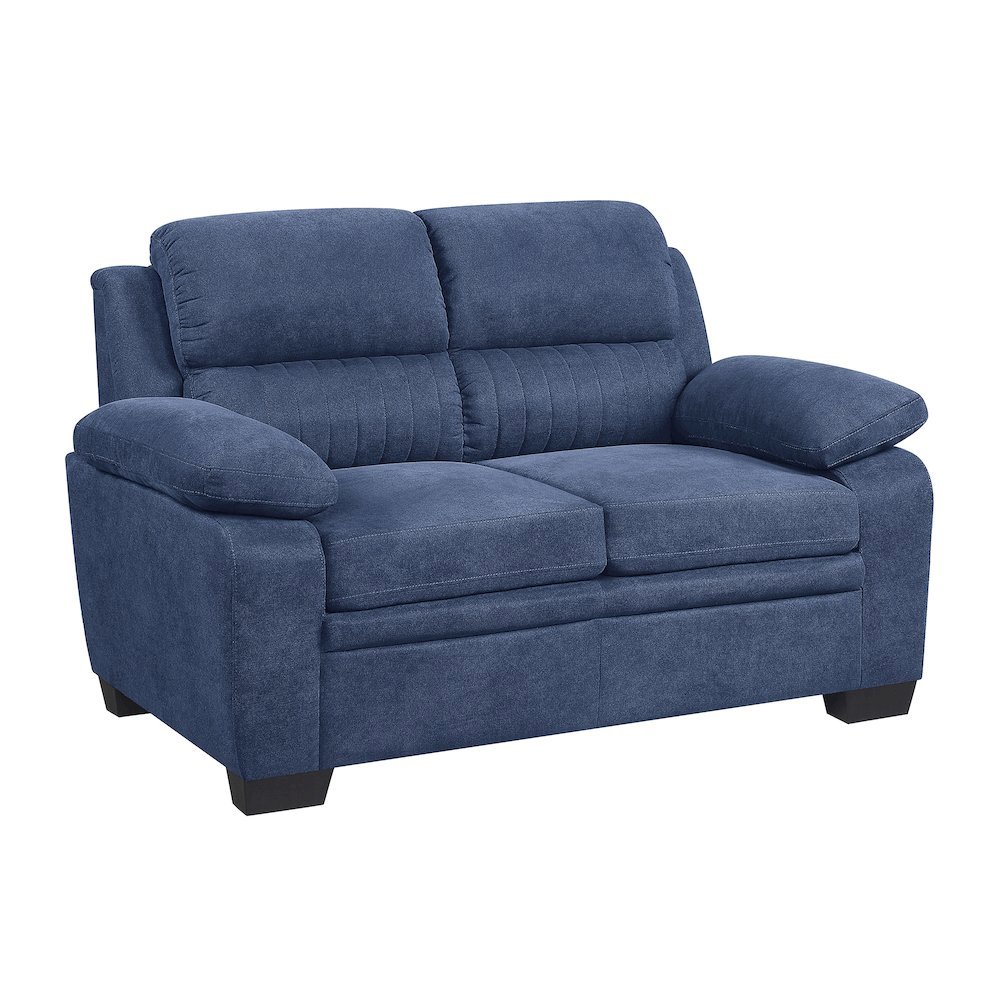Blue Small Love Seat Couch with Textured Fabric for Living Room. Picture 1
