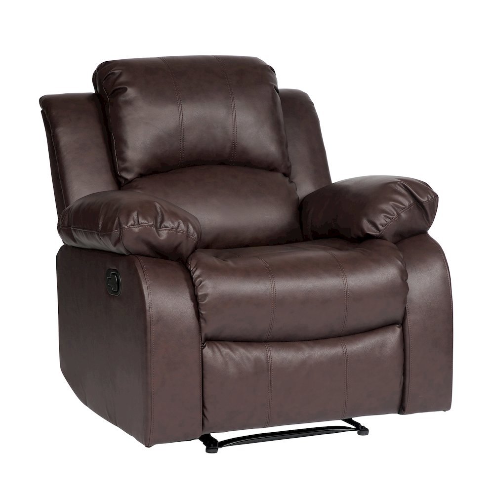 Brown Leather Recliner Chair, Recliner for Compact Living Spaces. Picture 1