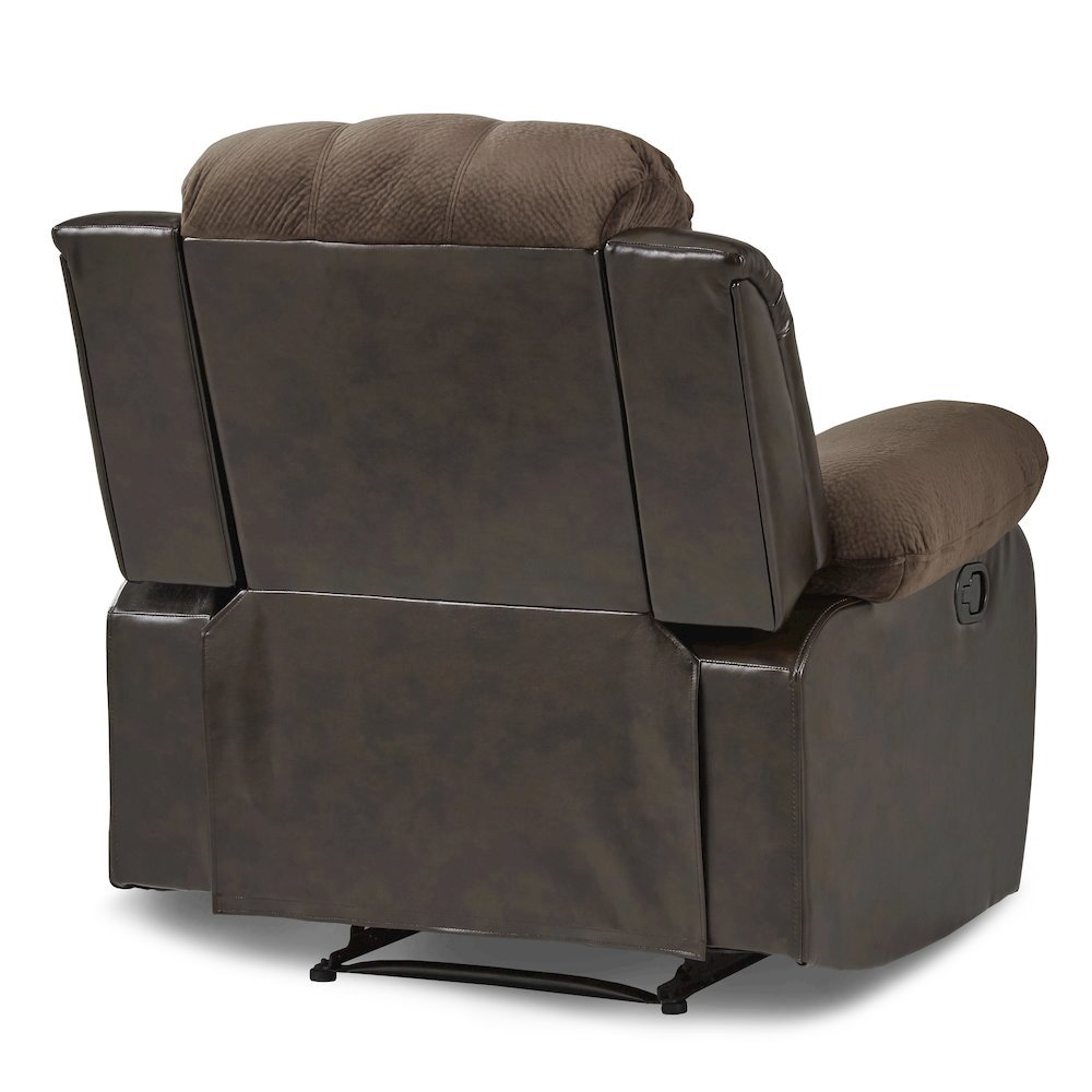 Chocolate Color Fabric Recliner Chair, Plush Manual Recliner for Living Spaces. Picture 4