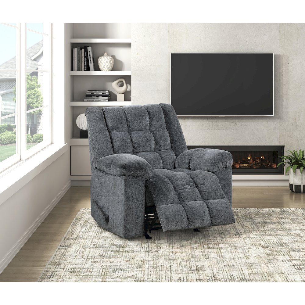 Baldwin Chenille Rocker Reclining Chair in Gray. Picture 2