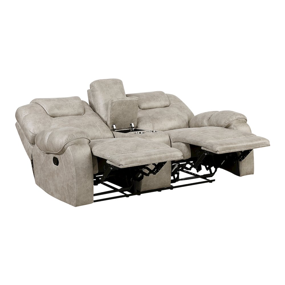 Gainesville Microfiber Dbl Rclng Love Seat with Center Console in Pewter. Picture 6