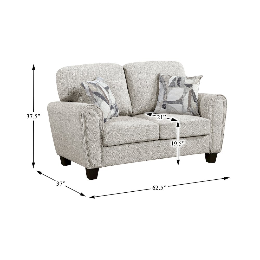 Lemond Chenille Love Seat in Gray. Picture 5