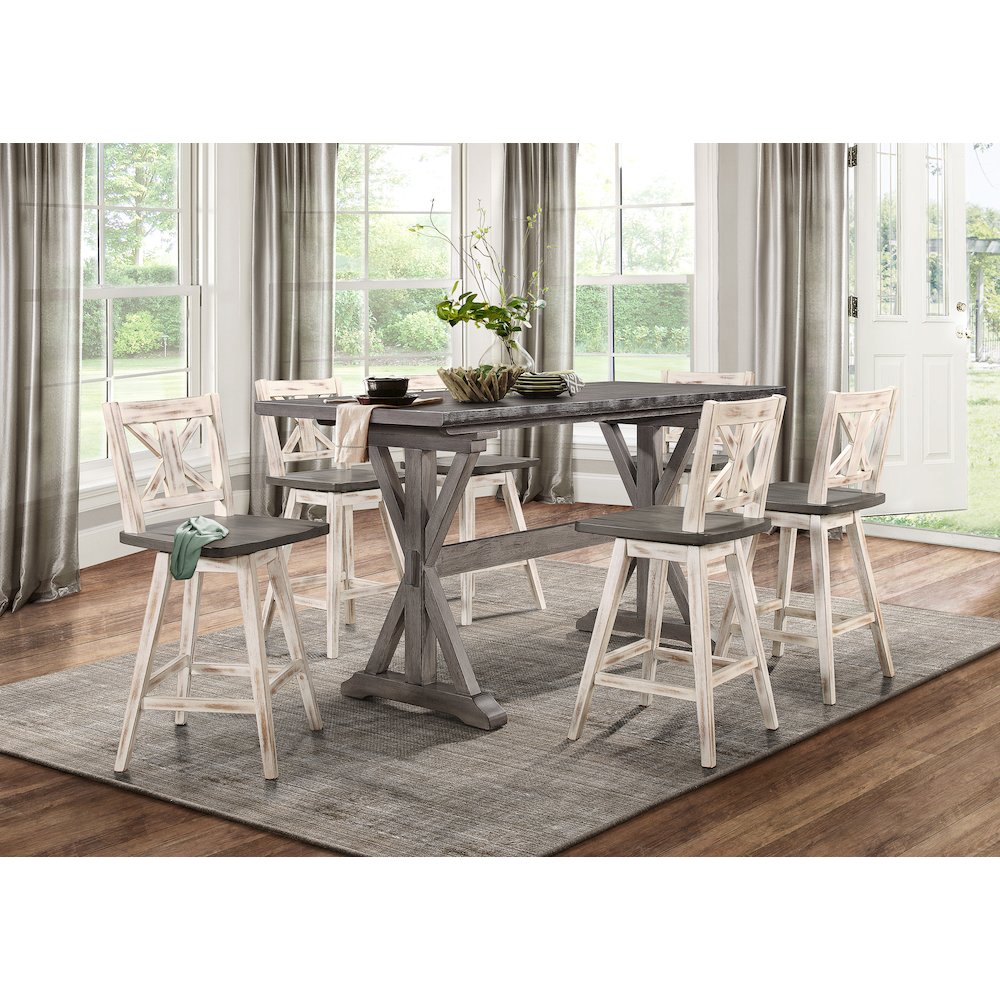 Amsonia Wood  Swivel Counter Height Chair, set of 2 in Gray and Black. Picture 2