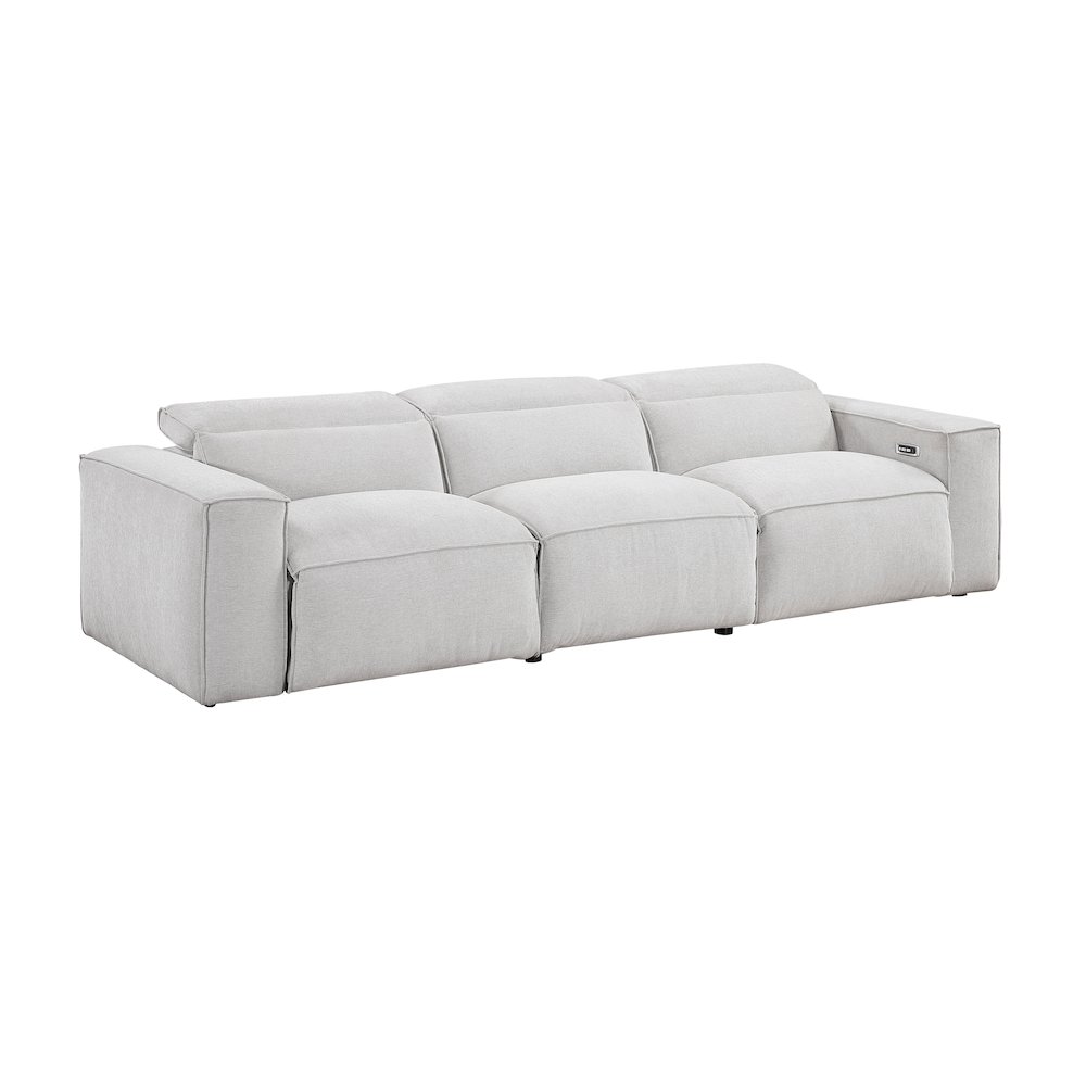 Phoebe Microfiber Power Double Reclining Sofa in Light Gray. Picture 1