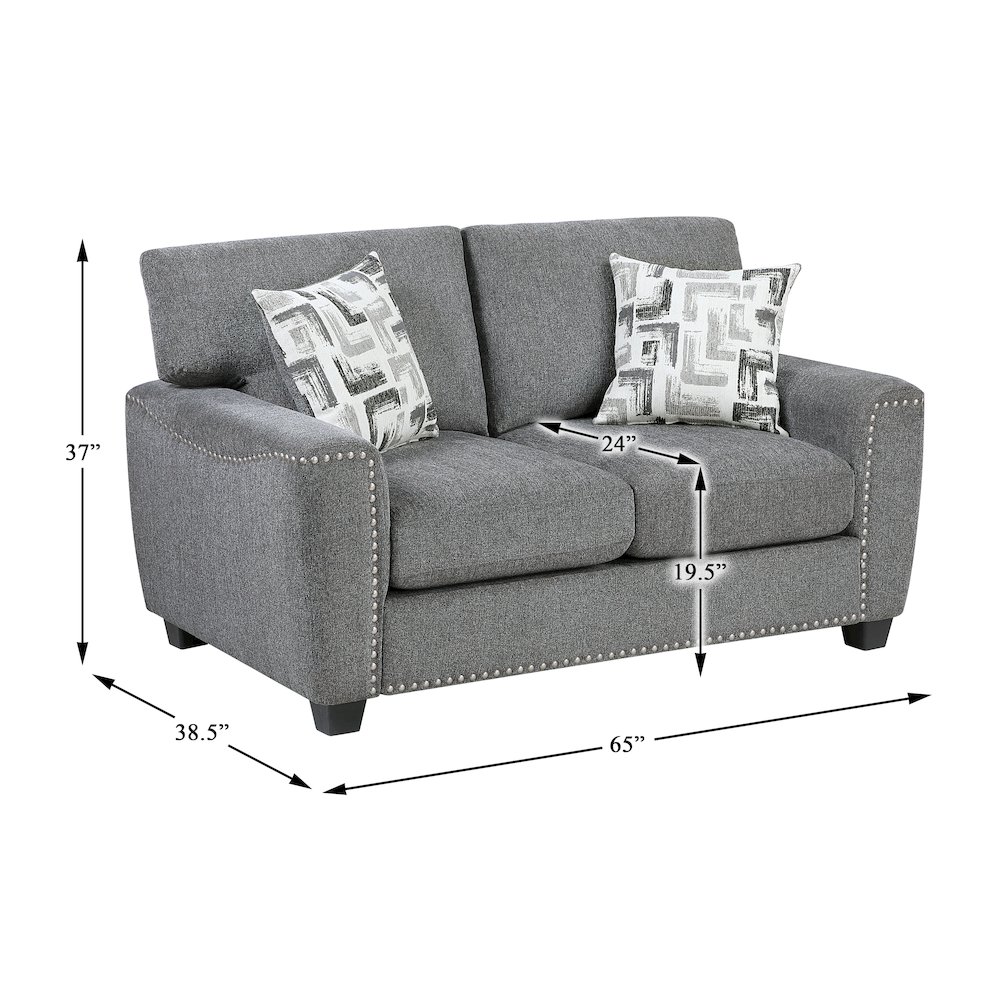 Isabel Chenille Love Seat in Dark Gray. Picture 6