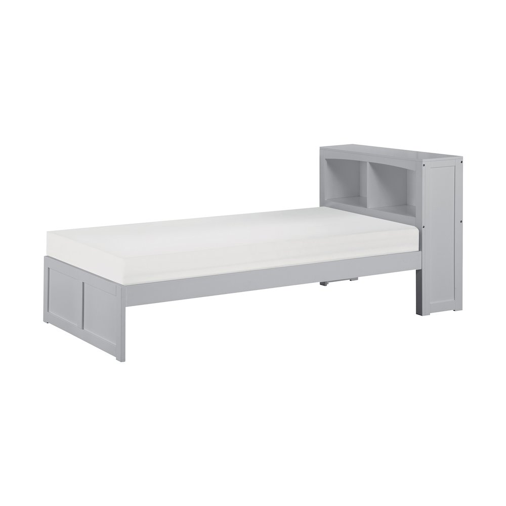 Orion Pine Twin Bookcase Bed in Gray. Picture 1