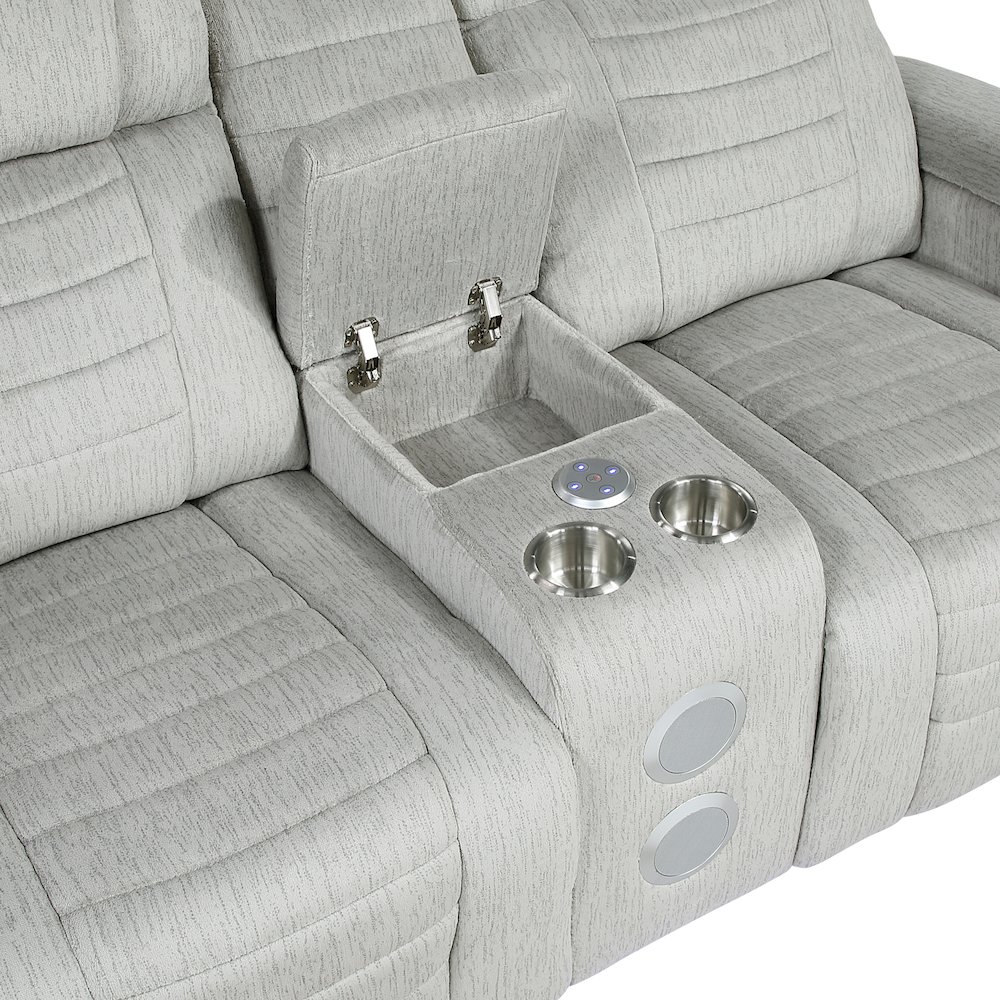 Ronan Microfiber 2pc Set: Sofa, Love in Light Gray. Picture 8