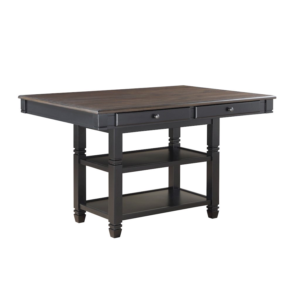 Baywater Asian Hardwood 5pcs Cntr Height Dining Set in Natural and Black. Picture 2