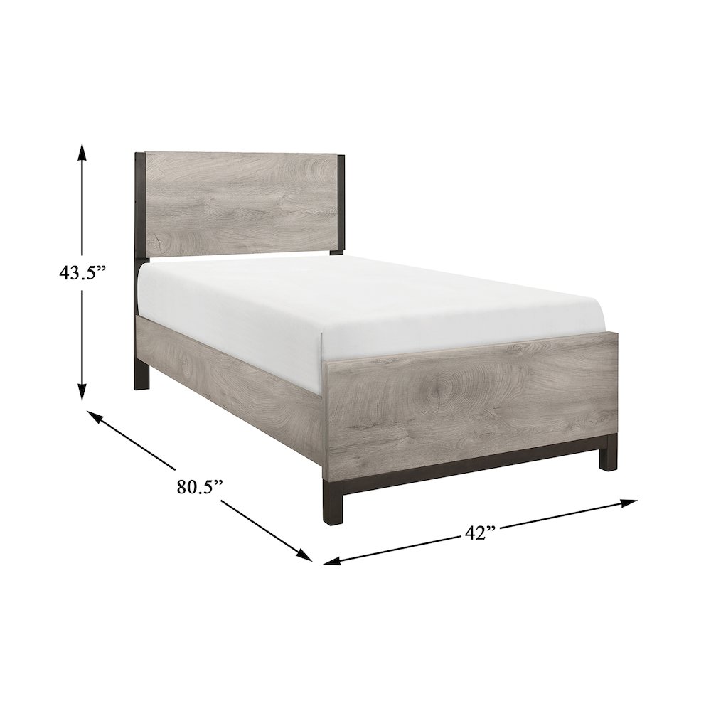 Zephyr Rubberwood Twin Bed in Light Gray. Picture 5